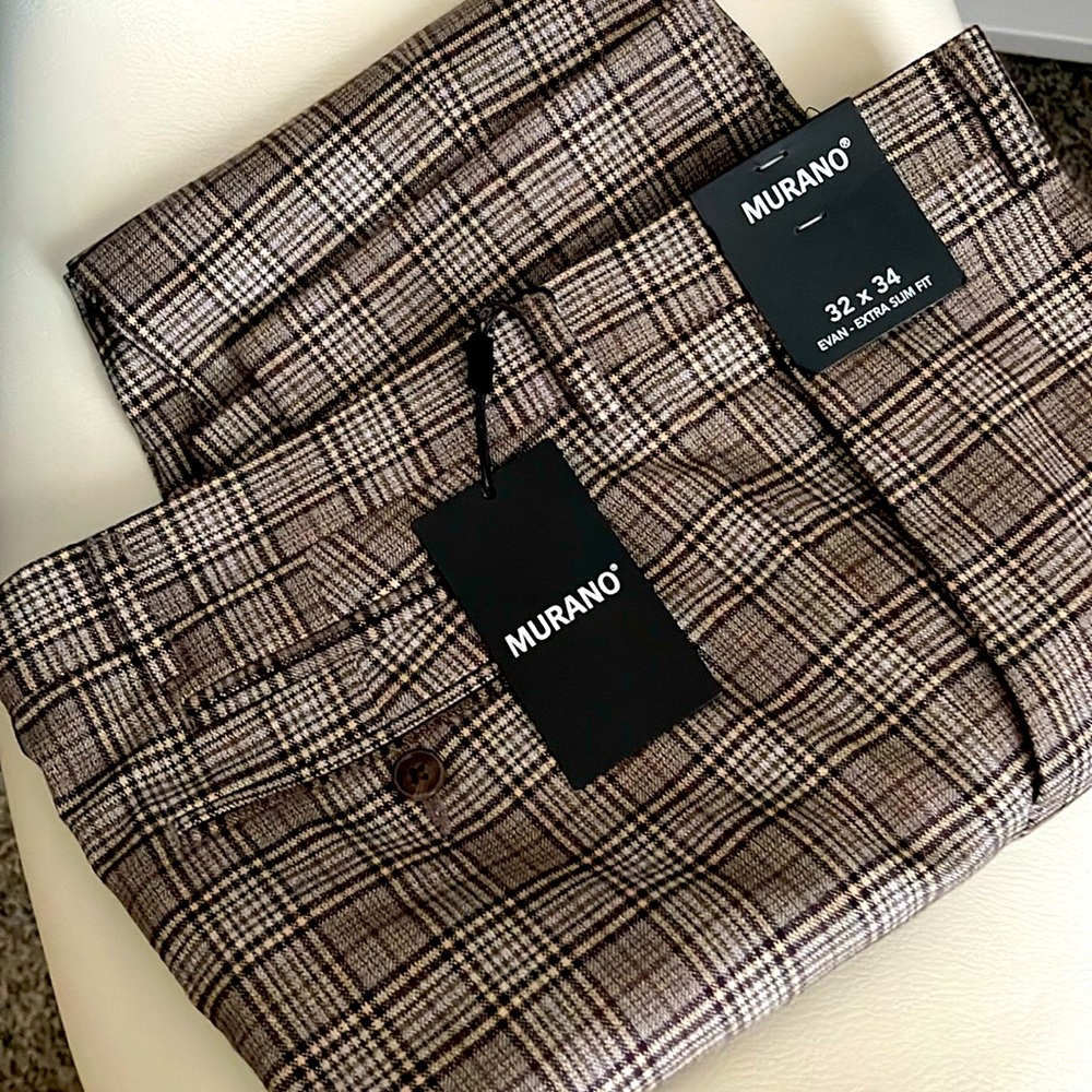 Murano Plaid Evan business Dress Pants.